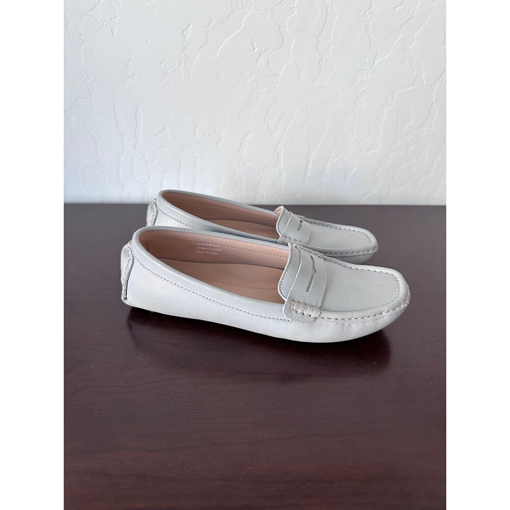 Artisure Leather Driving Loafers Womens Size 9 Gray Penny Moccasins Comfort
